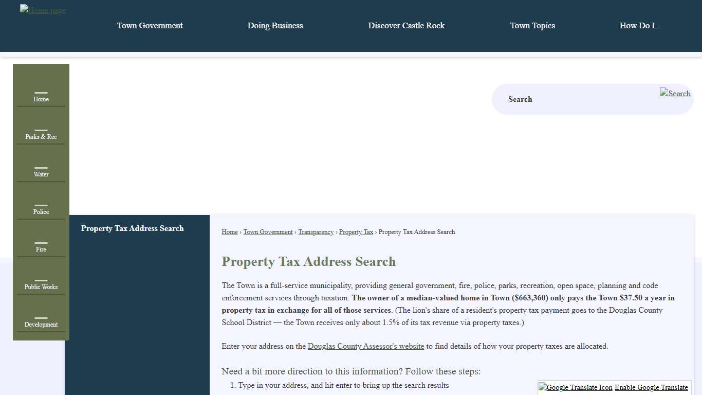 Property Tax Address Search | Castle Rock, CO - Official Website