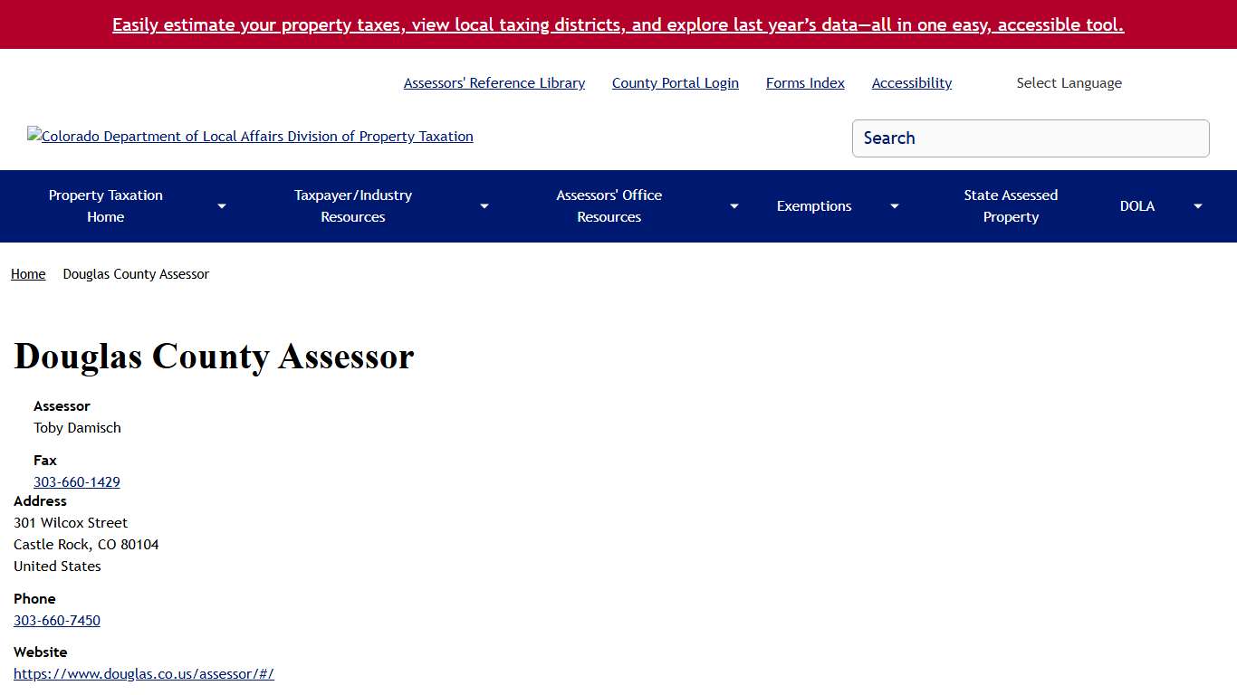 Douglas County Assessor | Colorado Department of Local Affairs Division of Property Taxation